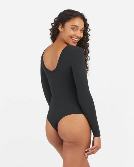 NEW SPANX suit yourself long sleeve scoop neck bodysuit in black - Picture 3 of 3